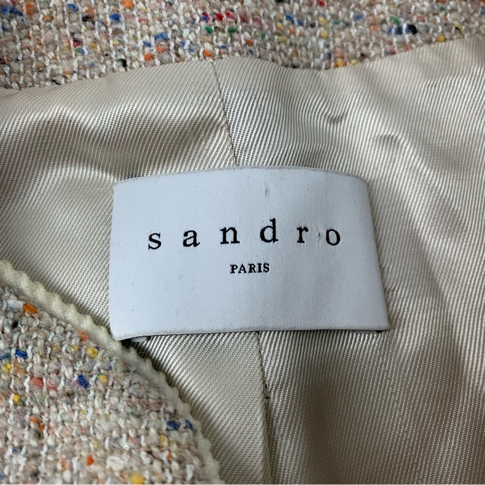 Sandro Blazer Sz 36 Tweed Multicolor Wool Blend Old Money Officecore Pockets - Picture 7 of 16